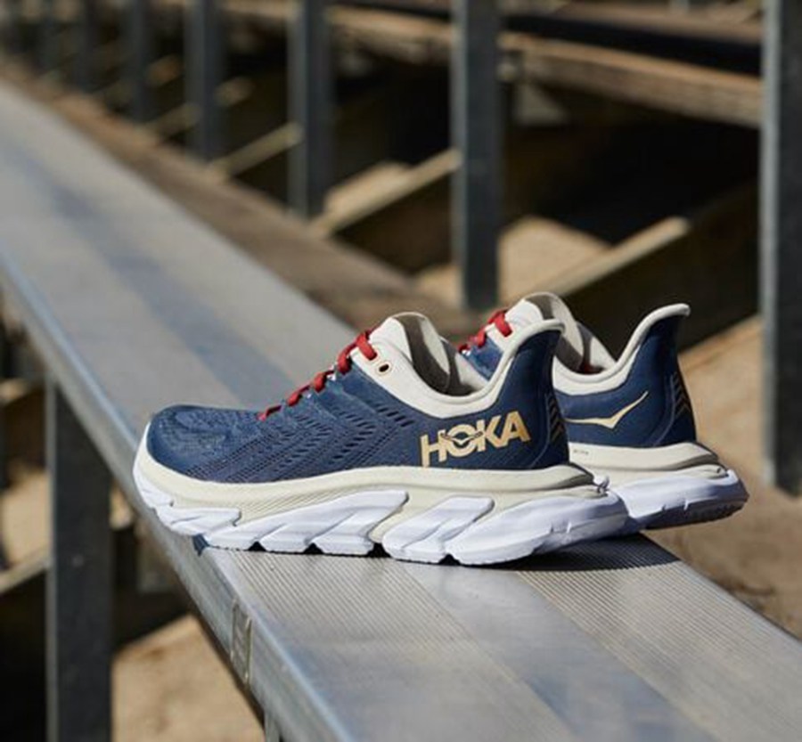 Hoka One One Clifton Edge Löparskor Herr - Blå/Vita - AYKHT-6830